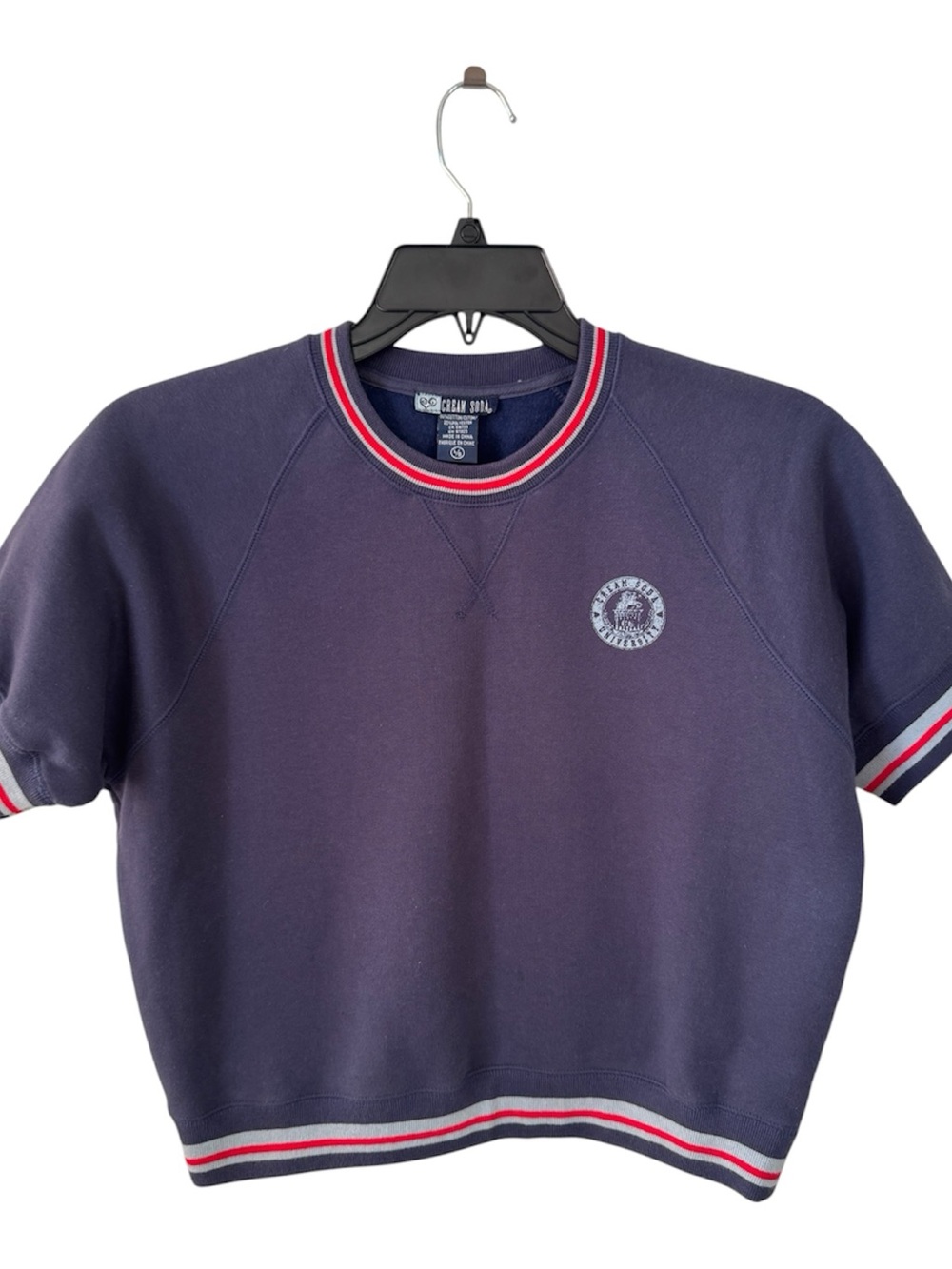 Navy Short Sleeve Crewneck Sweatshirt